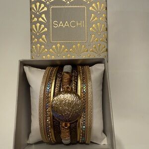 SAACHI Gold and Brown Bangle Collection